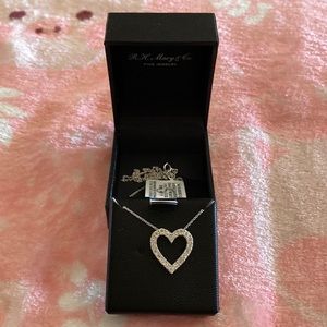 Sterling Silver Bridge Diamond Heart Necklace. New with tag in box.